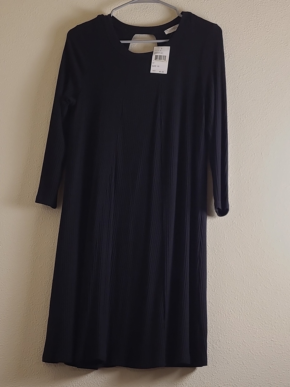 NWT Lush Long Sleeve Ribbed Classic Black Women's Dress Cutout Back Size XL